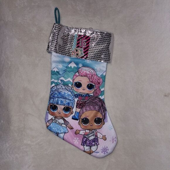 Assortment Kids Christmas Stocking Faux Sequins 16” Long NWT - Picture 10 of 11